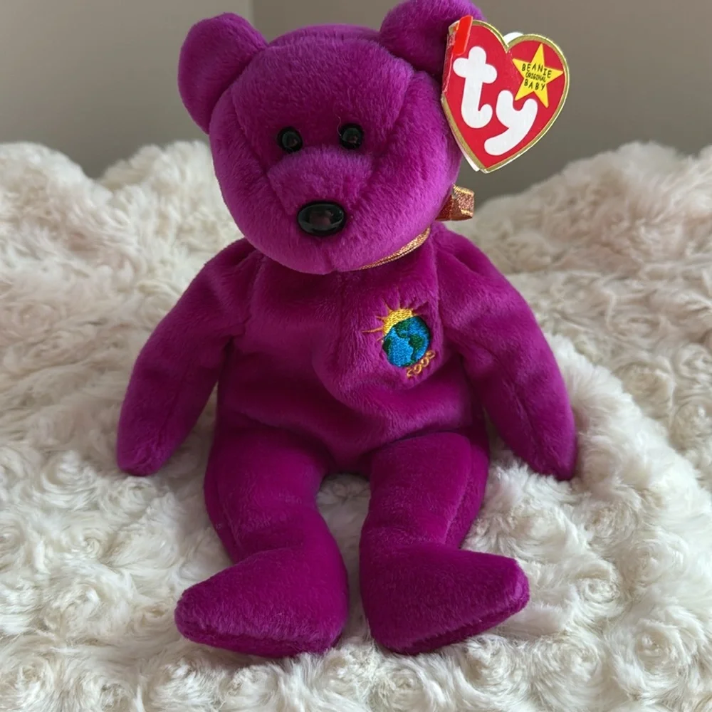 2000 Millennium TY‎ Bear Magenta Limited Edition Beanie Baby